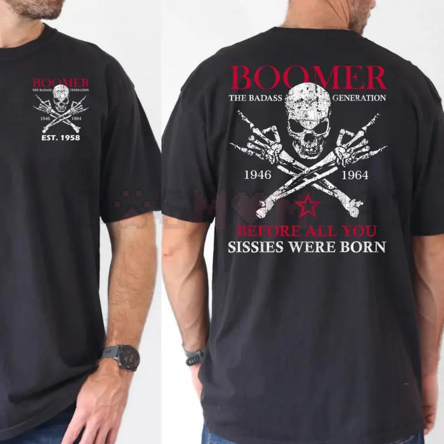 Vintage Boomer Legacy Statement T-Shirt (1946–1964) – Unisex Old School Skull Tee