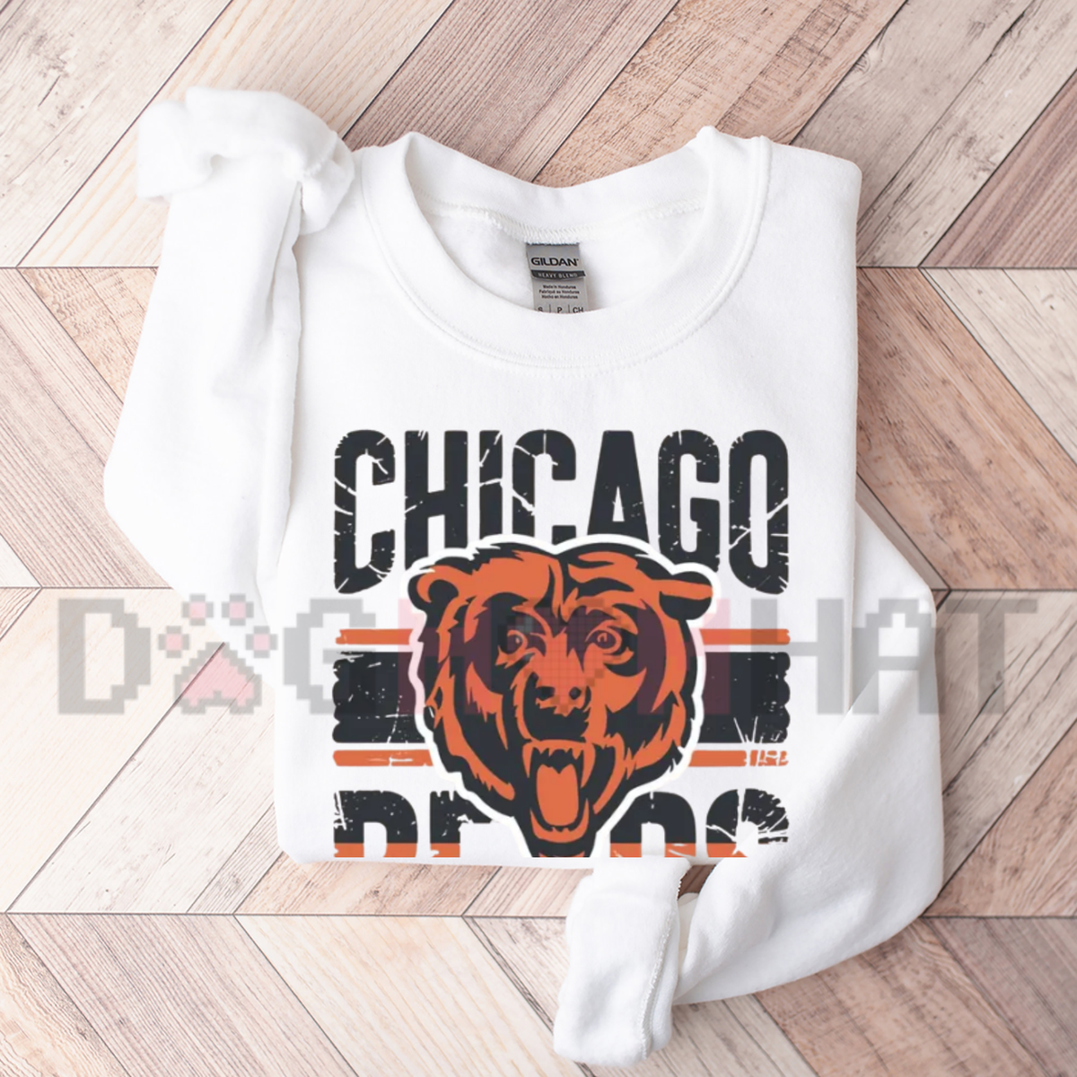 Chicago Football Vintage Gridiron Crewneck Graphic Sweatshirt
