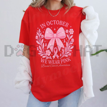 October Pink Breast Cancer Awareness Halloween Ghost Graphic T-Shirt