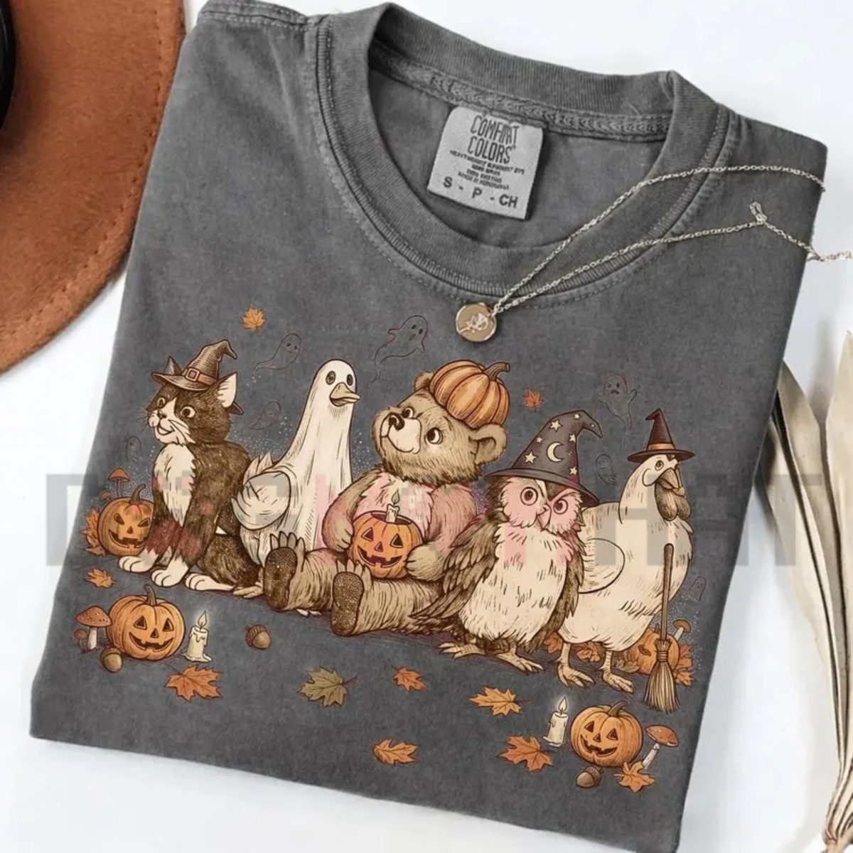 "Vintage 90s Halloween Bear Friends" Cozy Animated Graphic T-Shirt