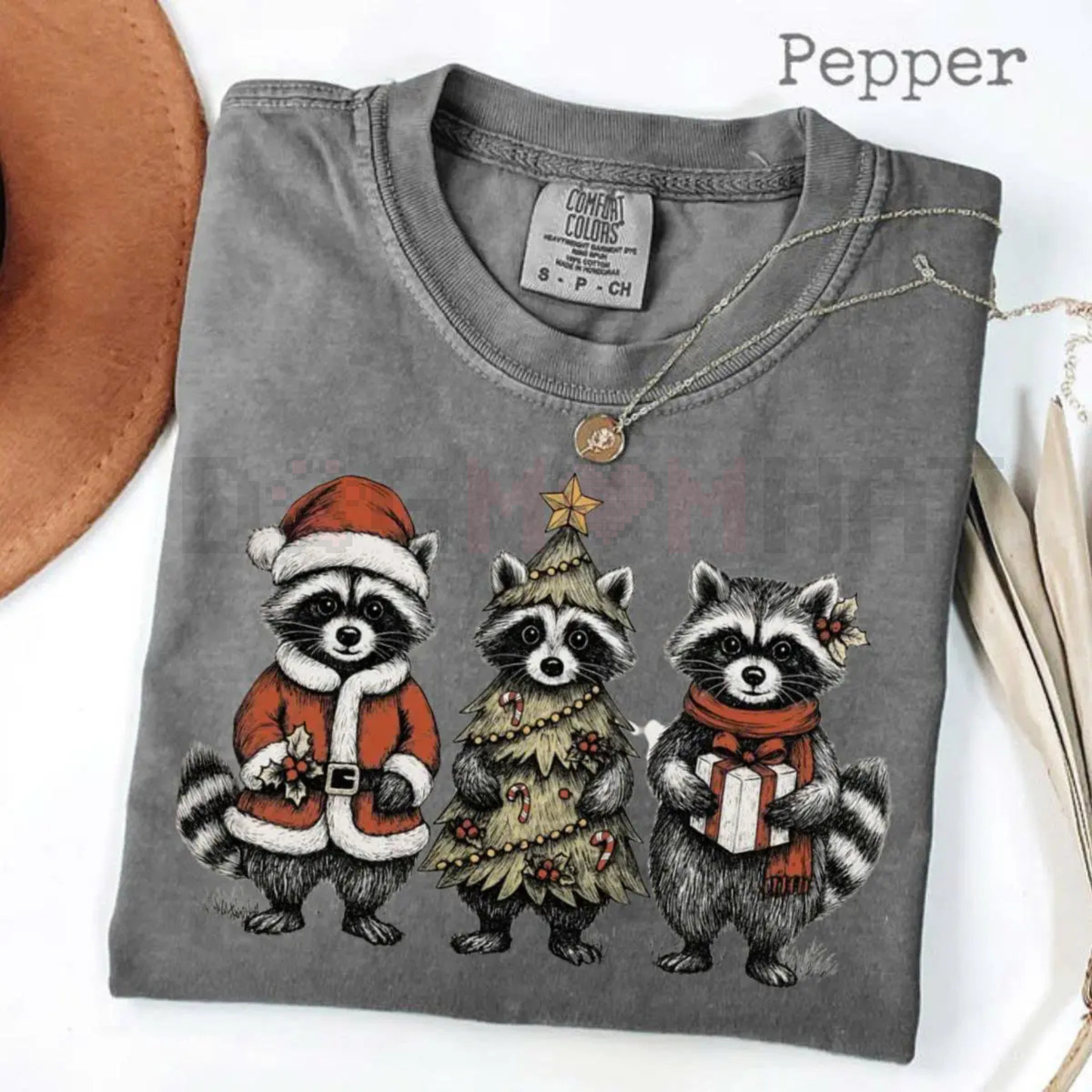 Festive Raccoon Family T-Shirt