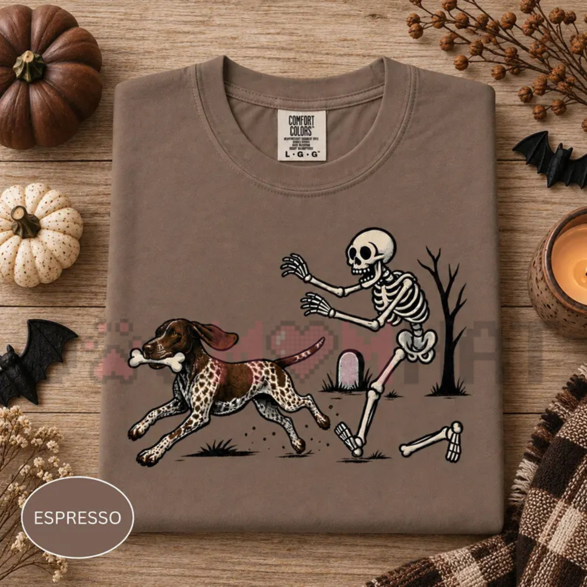 Funny Halloween German Shorthaired Pointer Skeleton T-Shirt