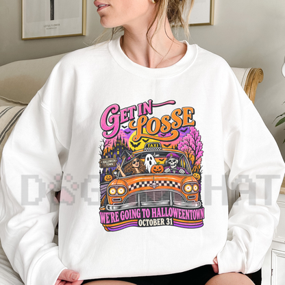 Festive Friction Crewneck – "Going To Halloweentown" Spooky Movie Graphic Sweatshirt
