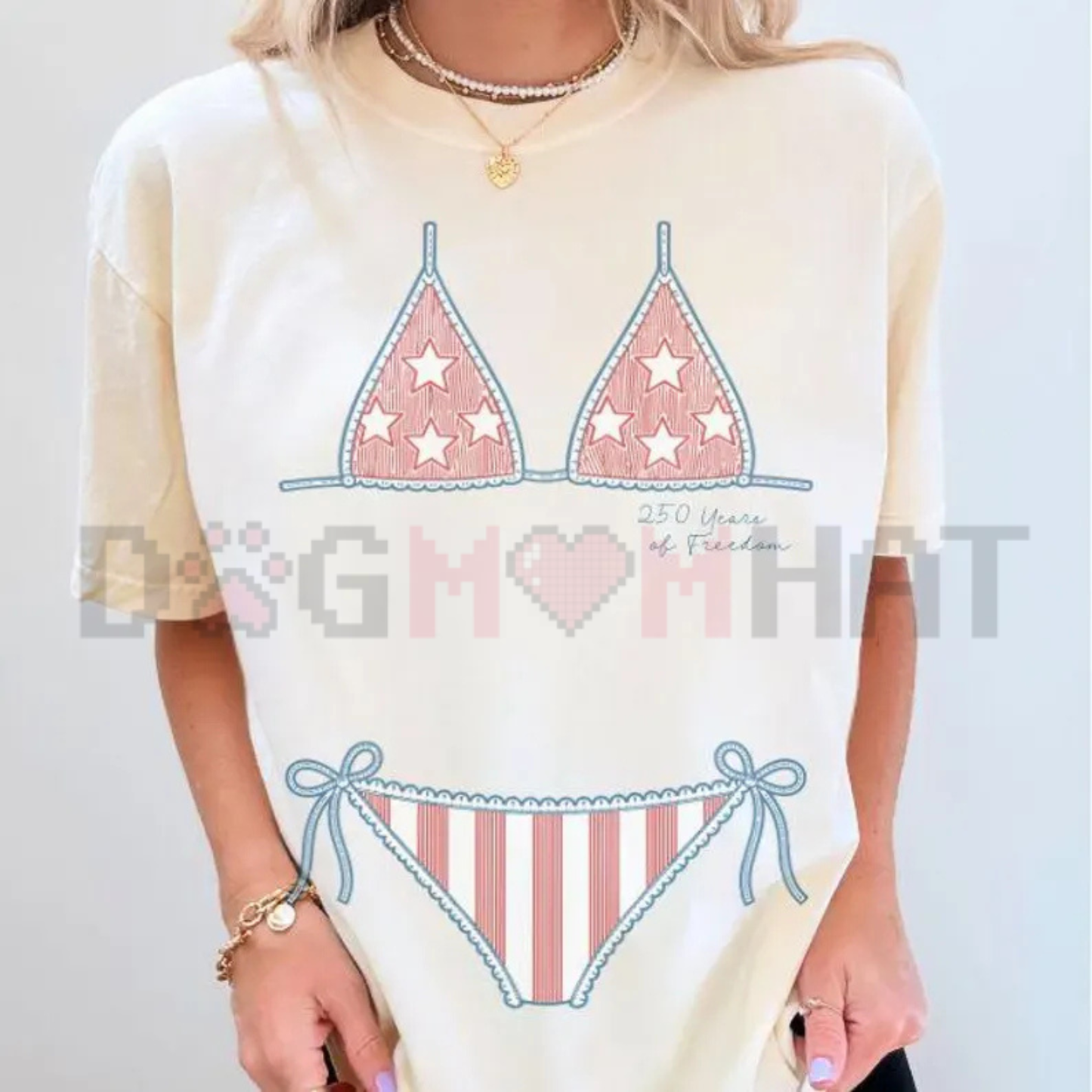 Retro America Preppy Bikini Top 4th of July Shirt