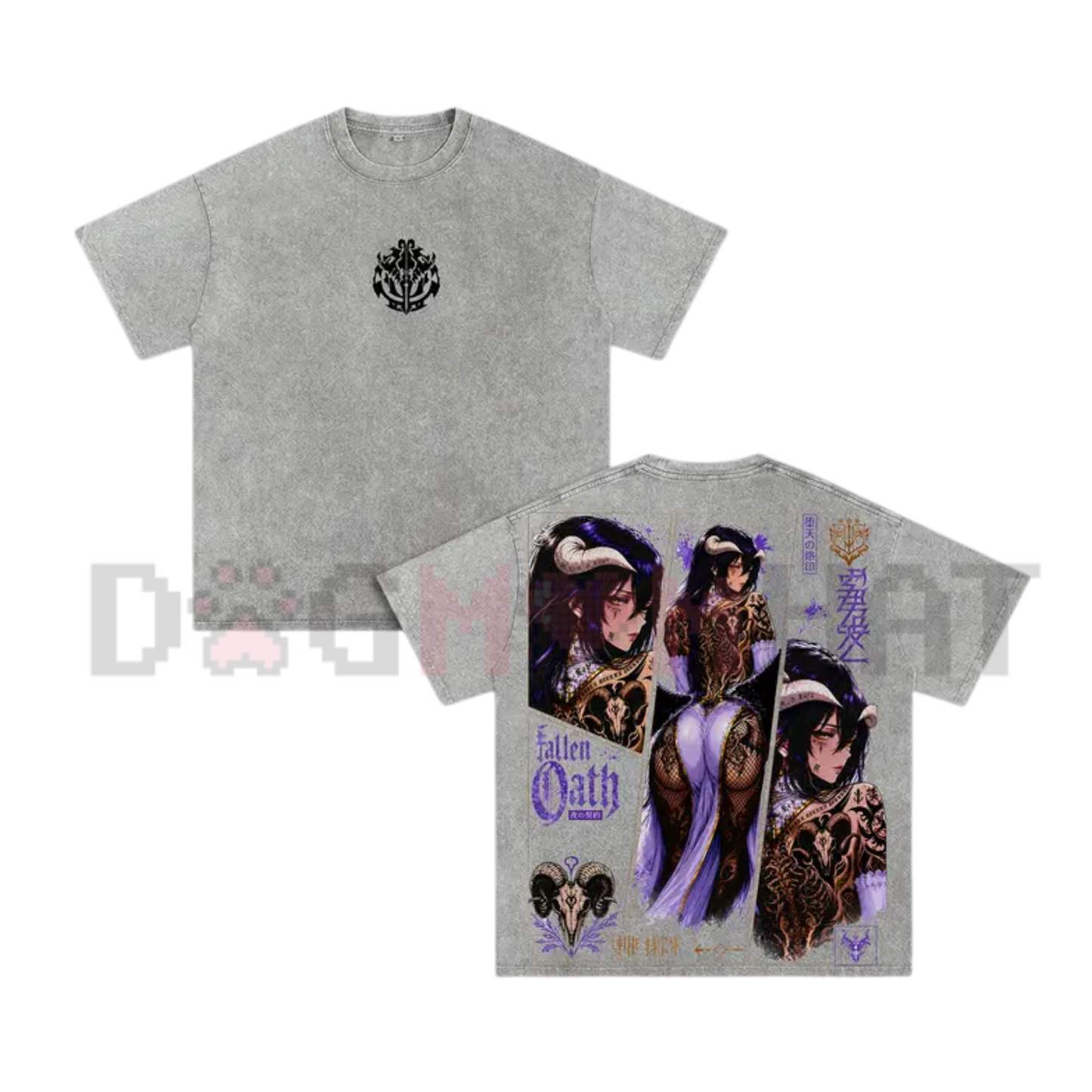 Albedo Succubus Vintage Washed Graphic Tee - Overlord Anime Streetwear Shirt