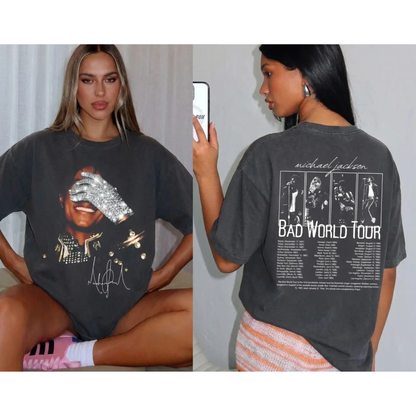Michael Jackson 90s T-Shirt – Remastered "Bad World Tour" 2-Sided Graphic Tee