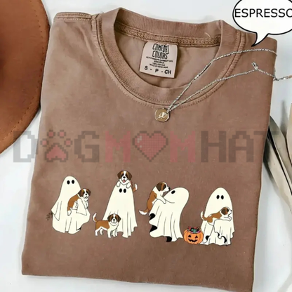 Spooky Boba Pup Custom Graphic Tee - Personalized Dog Breed Ghost Tea Comfort Colors Halloween Shirt
