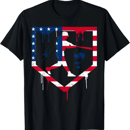 Baseball Drip Patriotic Ice Cream US Flag T-Shirt
