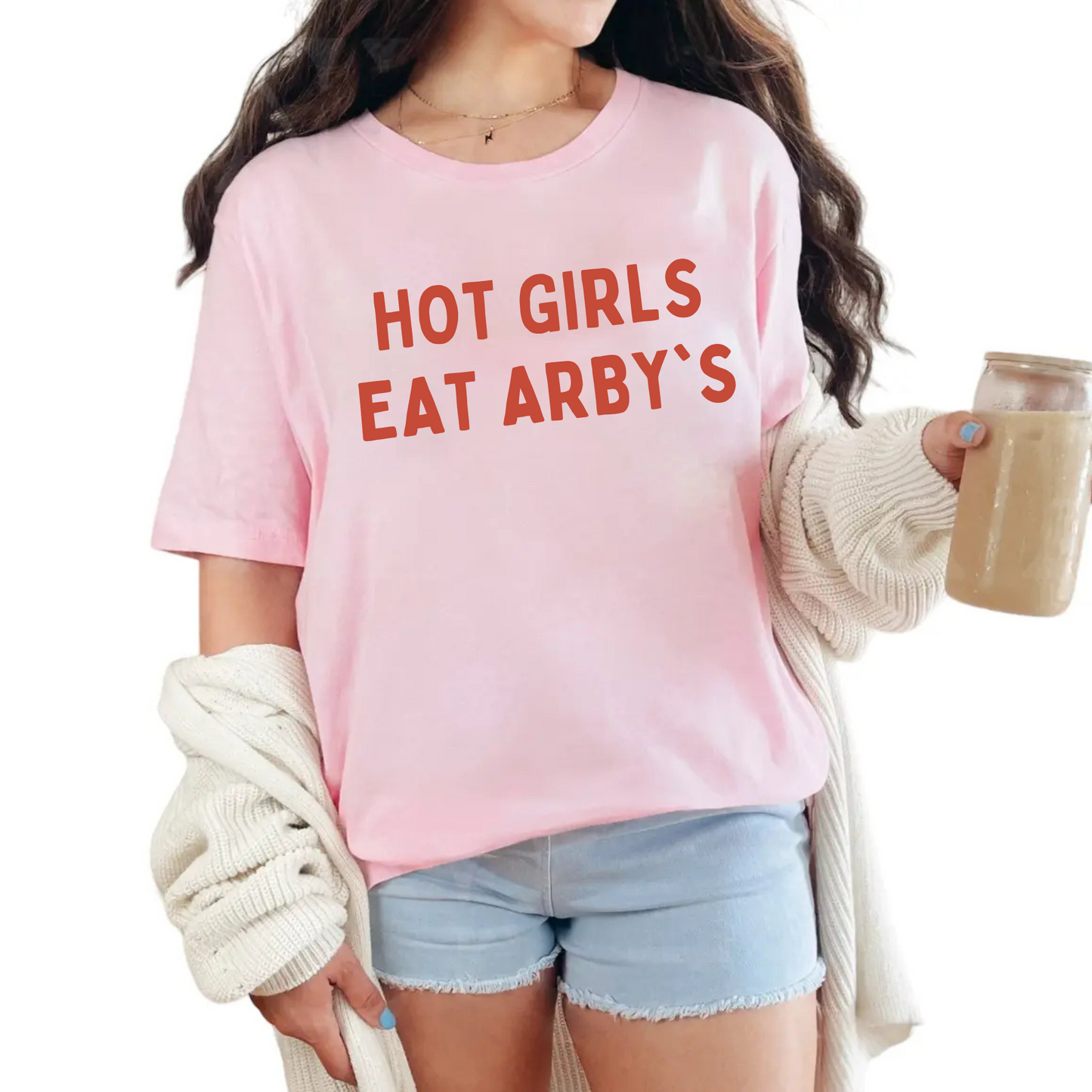 Hot Girls Eat Arby’s Women’s T-Shirt – Funny Fast Food Graphic Tee for Bold Babes