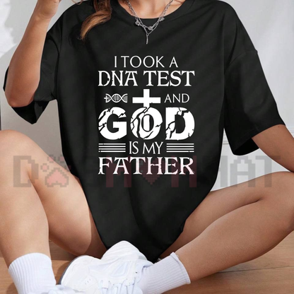 Men's Oversized Cotton Round Neck "God Is My Father" Christian Graphic T-Shirt