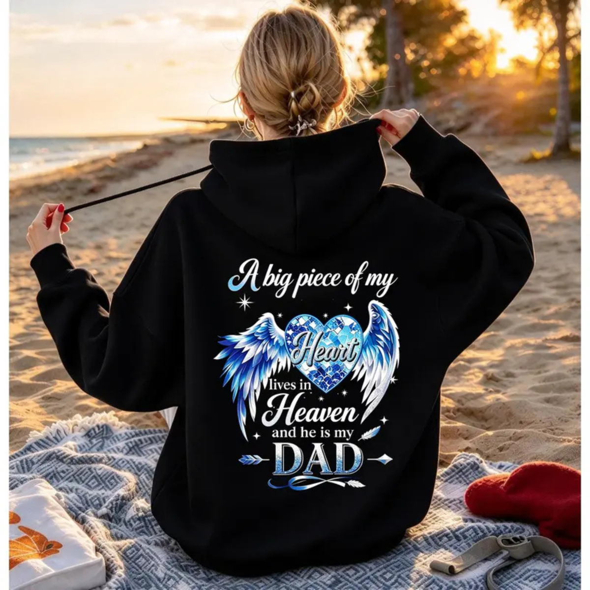 Parke Horizon Hoodie – Women's Pink "A Big Piece Of My Heart Lives In Heaven Mom" Memorial Back Print Hoodie