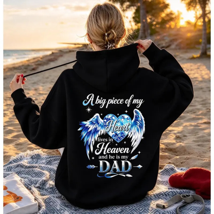 Parke Horizon Hoodie – Women's Pink "A Big Piece Of My Heart Lives In Heaven Mom" Memorial Back Print Hoodie