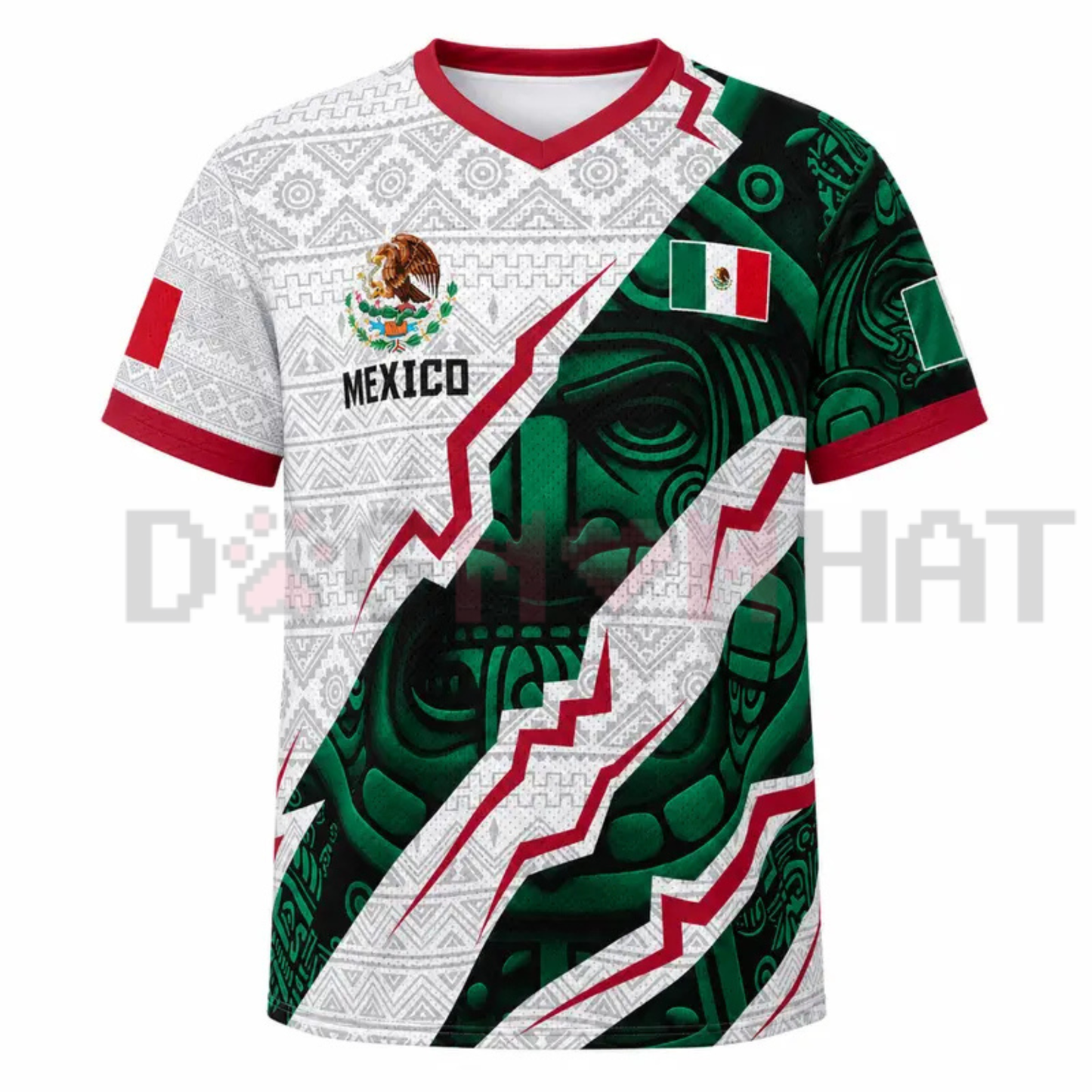 Men's Mexico 2026 Aztec Calendar V-Neck Soccer Jersey
