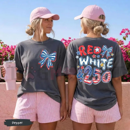 "Red, White & 250" Patriotic Bow Tee