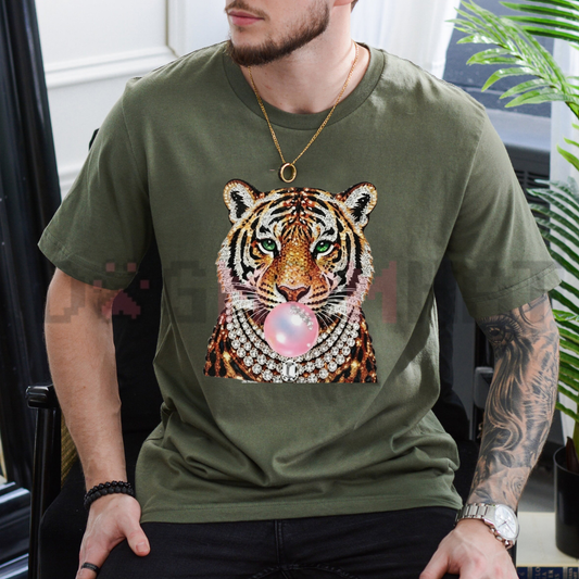 Glam Tiger Bubble Gum Y2K Graphic T-Shirt