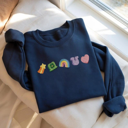 "Lucky Charm" Embroidered-Style Sweatshirt