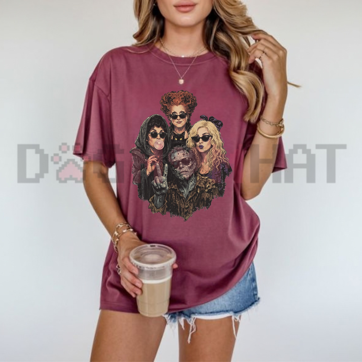 Comfort Colors Retro Halloween Witch Sisters Selfie Graphic T-Shirt