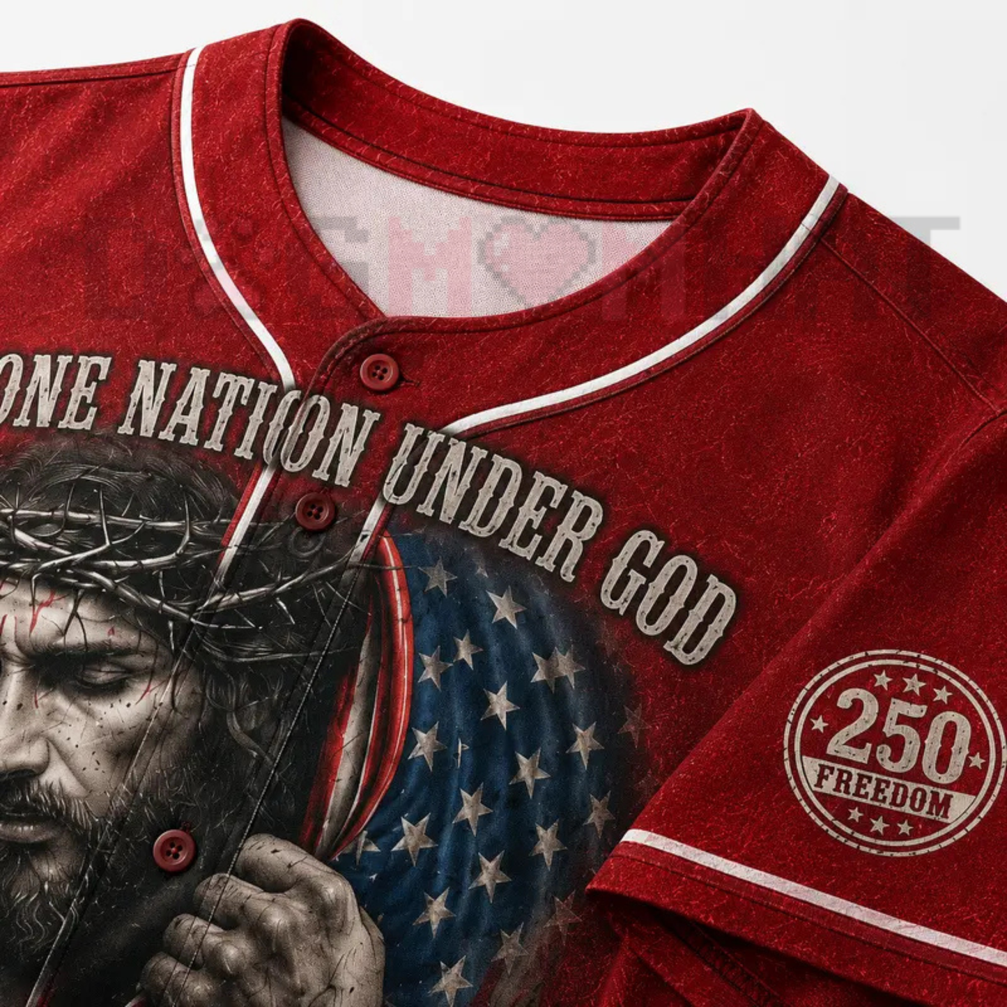 Christian Faith USA 250 Years of Freedom Baseball Jersey - Patriotic Cross Button Up