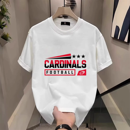 Mens Three Star Football Graphic Crew Neck T-Shirt - DTG Printed Gameday Short Sleeve Apparel
