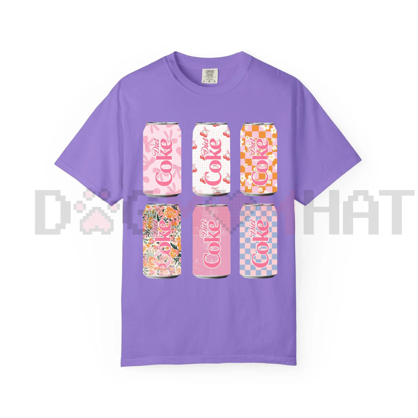 Vintage Multi Soda Cans Graphic Top – Retro Pop Art T-Shirt