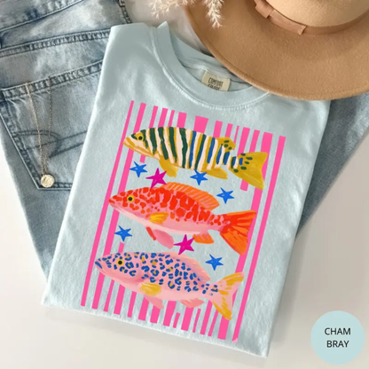 Preppy Fish T-Shirt – Colorful Maximalist Female Fishing Tee