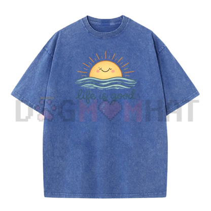 Holafish Acid Wash Vintage T-Shirt – Premium Heavy Cotton Crew Neck Tee