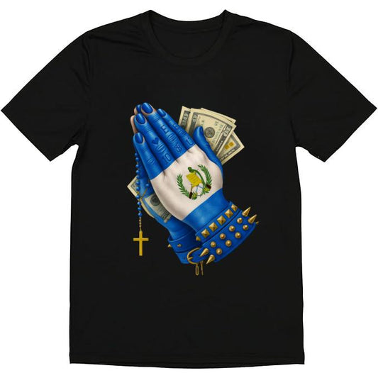 Guatemala Flag Praying Hands Graphic Tee – Cotton Streetwear