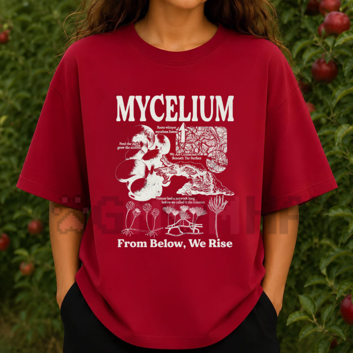 "Mycelium Vintage Fungal Network" Diagram Graphic T-Shirt