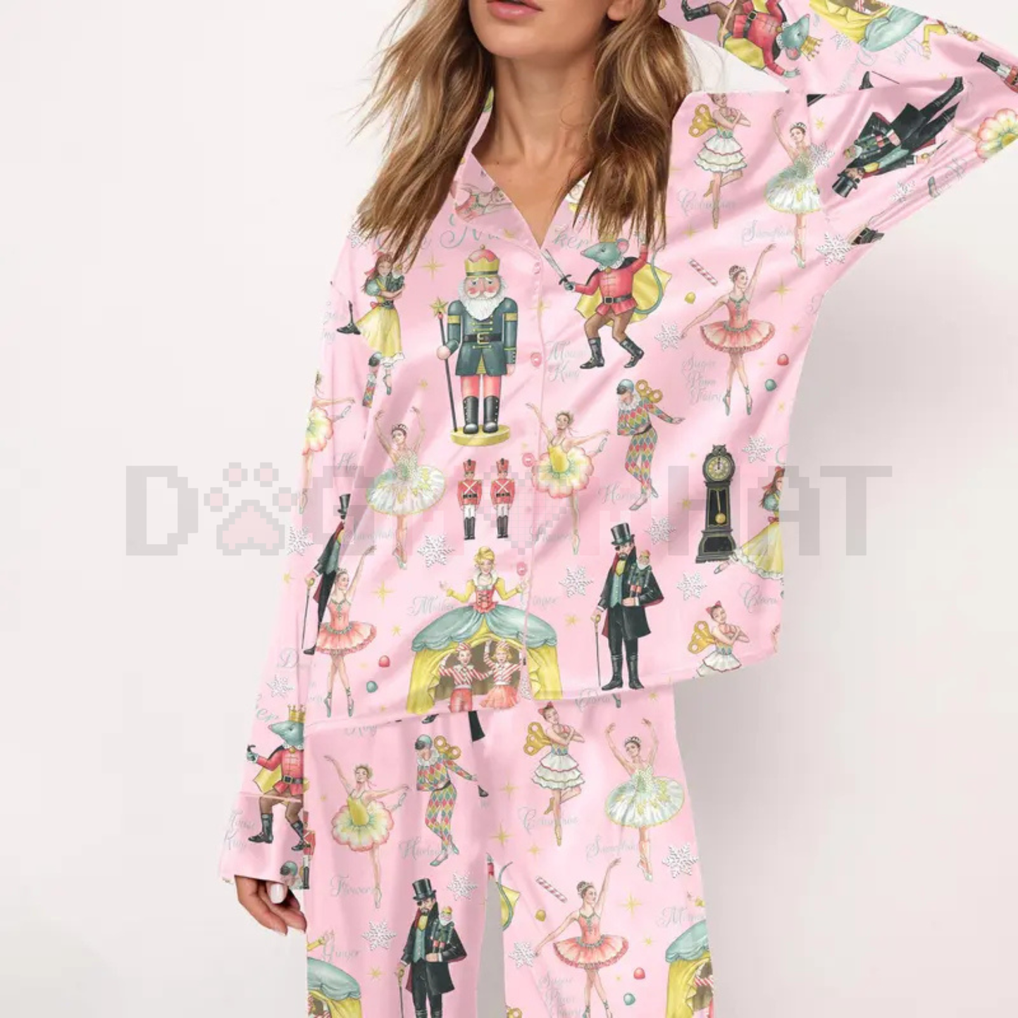 Women's Nutcracker Ballet Print Satin Pajama Set