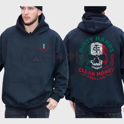 'Dirty Hand Clean Money' Mexican Flag Skull Hoodie