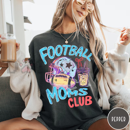 Football Moms Club Comfort Colors T-Shirt - Trendy Gameday Doodle Sports Mom Tee