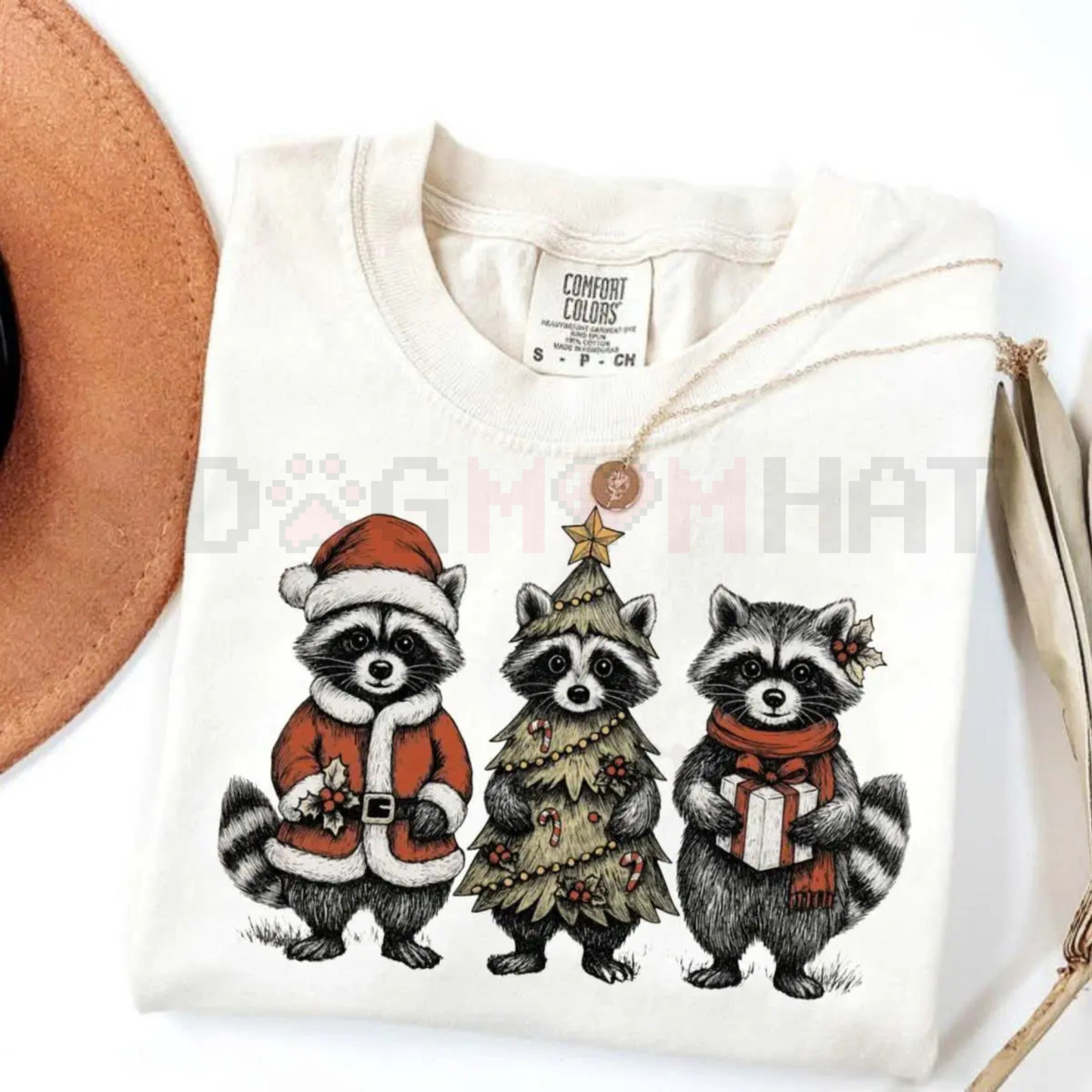 Festive Raccoon Family T-Shirt