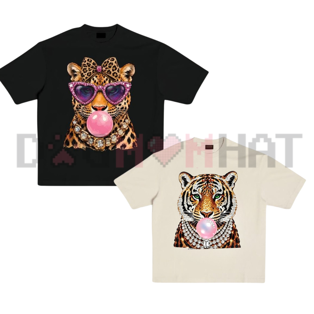 Glam Tiger Bubble Gum Y2K Graphic T-Shirt