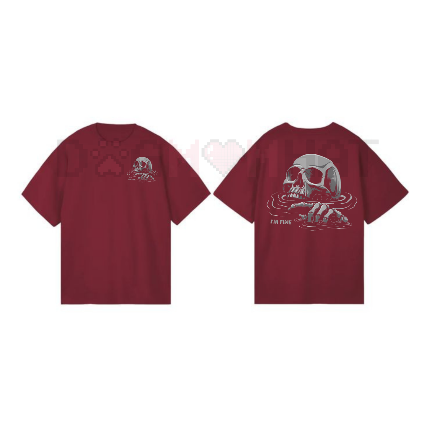 "I'M FINE" Drowning Skull T-Shirt – Dark Humor Graphic Tee