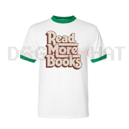 Read More Books Vintage Literary Aesthetic Ringer T-Shirt