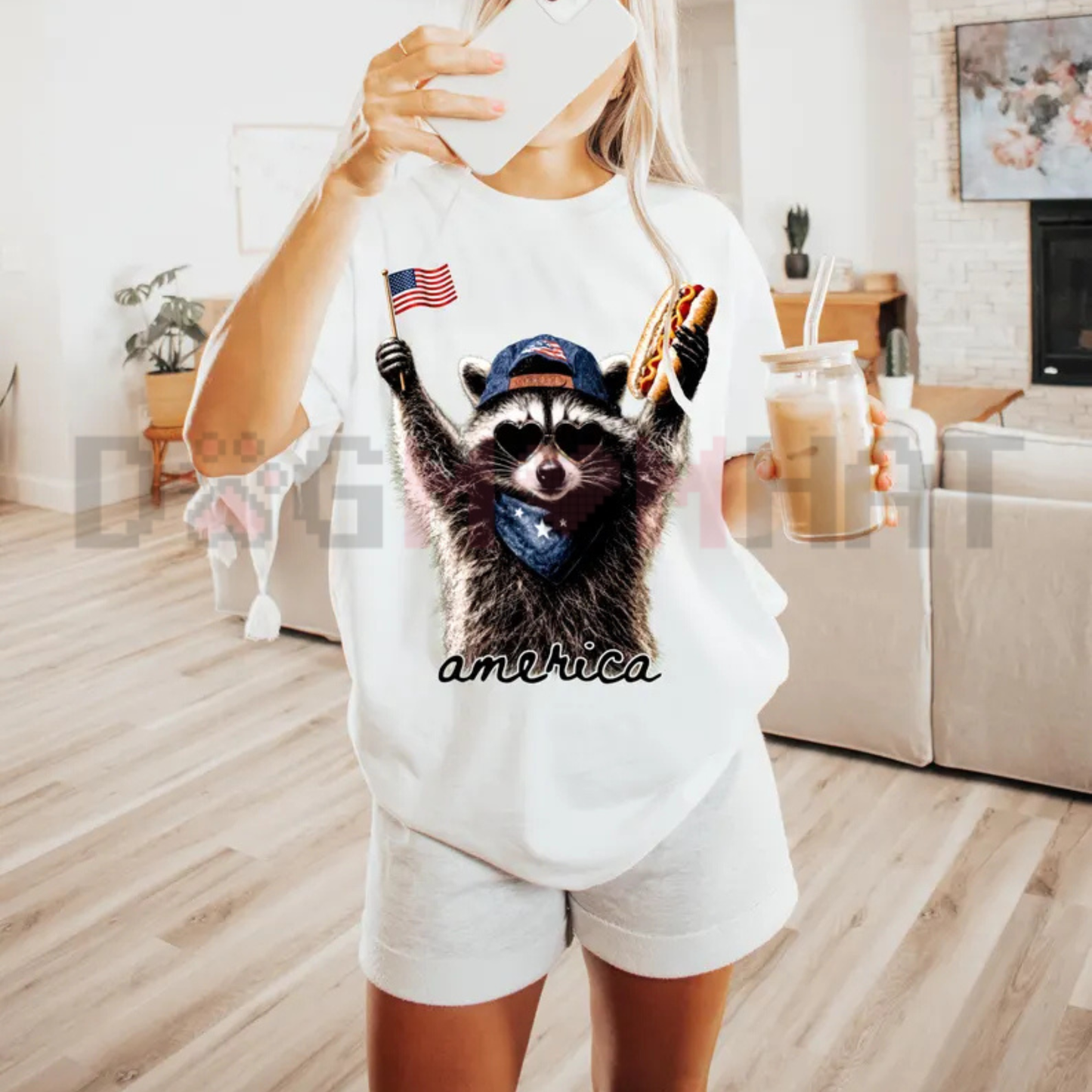 Feral & Free Raccoon Funny Patriotic Tee