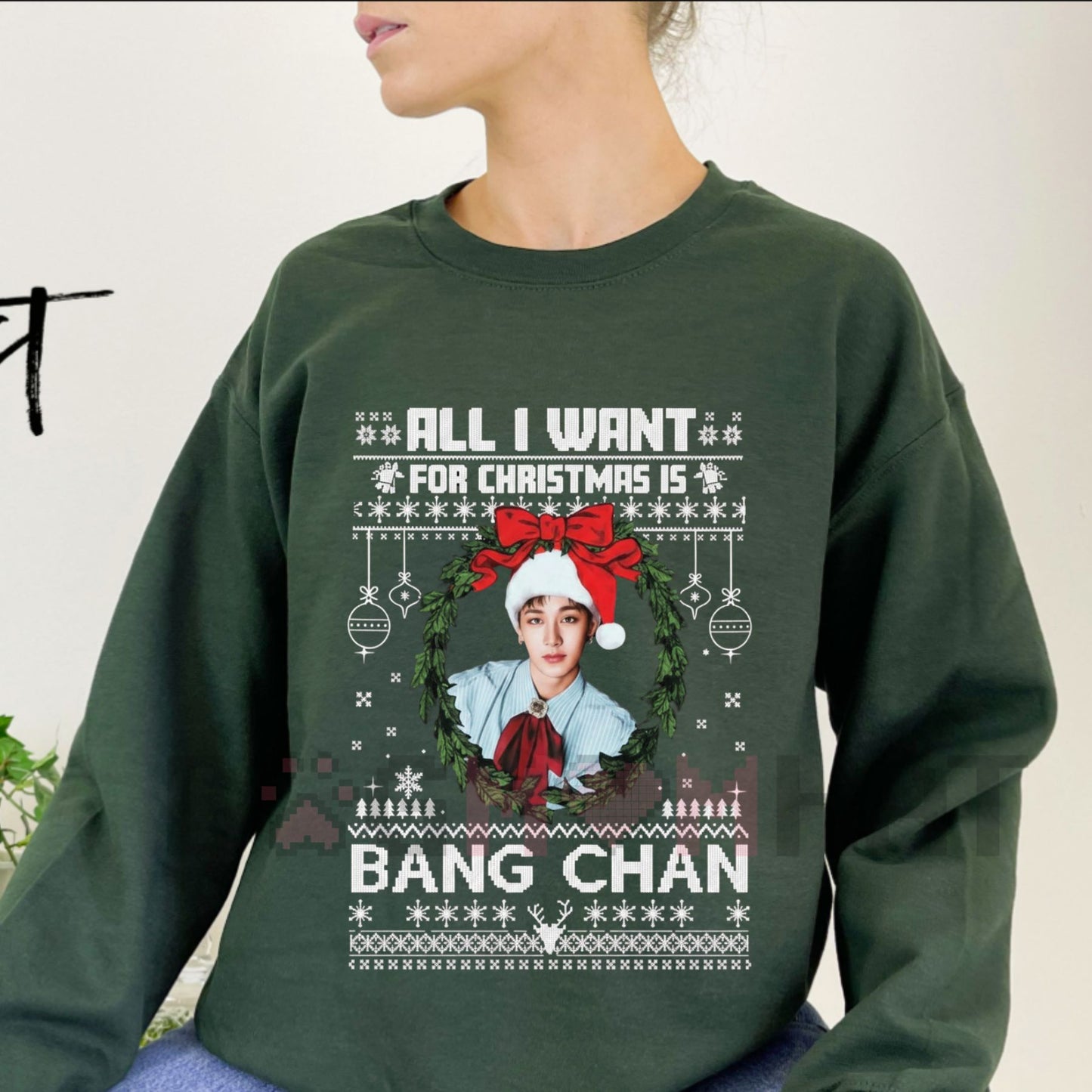 "All I Want for Christmas Is Bang Chan" Sweatshirt – Funny K-Pop Stray Kids Bias Merch