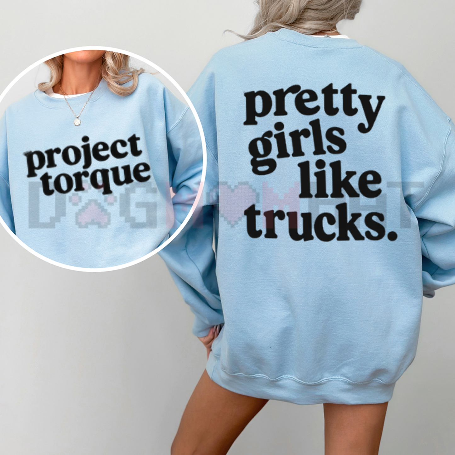Country Chic Southern Trucker Crewneck - Pretty Girls Like Trucks Graphic Fleece Pullover Sweatshirt