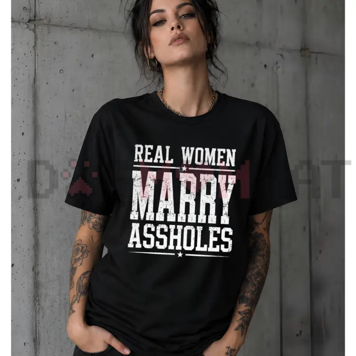 Real Women Marry Statement Graphic Tee - Funny Wife Humor Sarcastic Pure Cotton Women's Casual T-Shirt