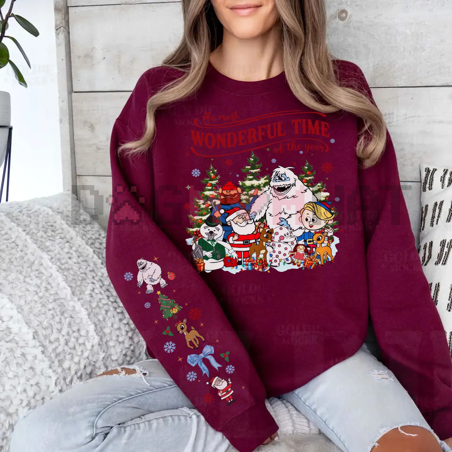 Retro Rudolph Christmas Sweatshirt – Sleeve Design, Vintage Christmas Shirt