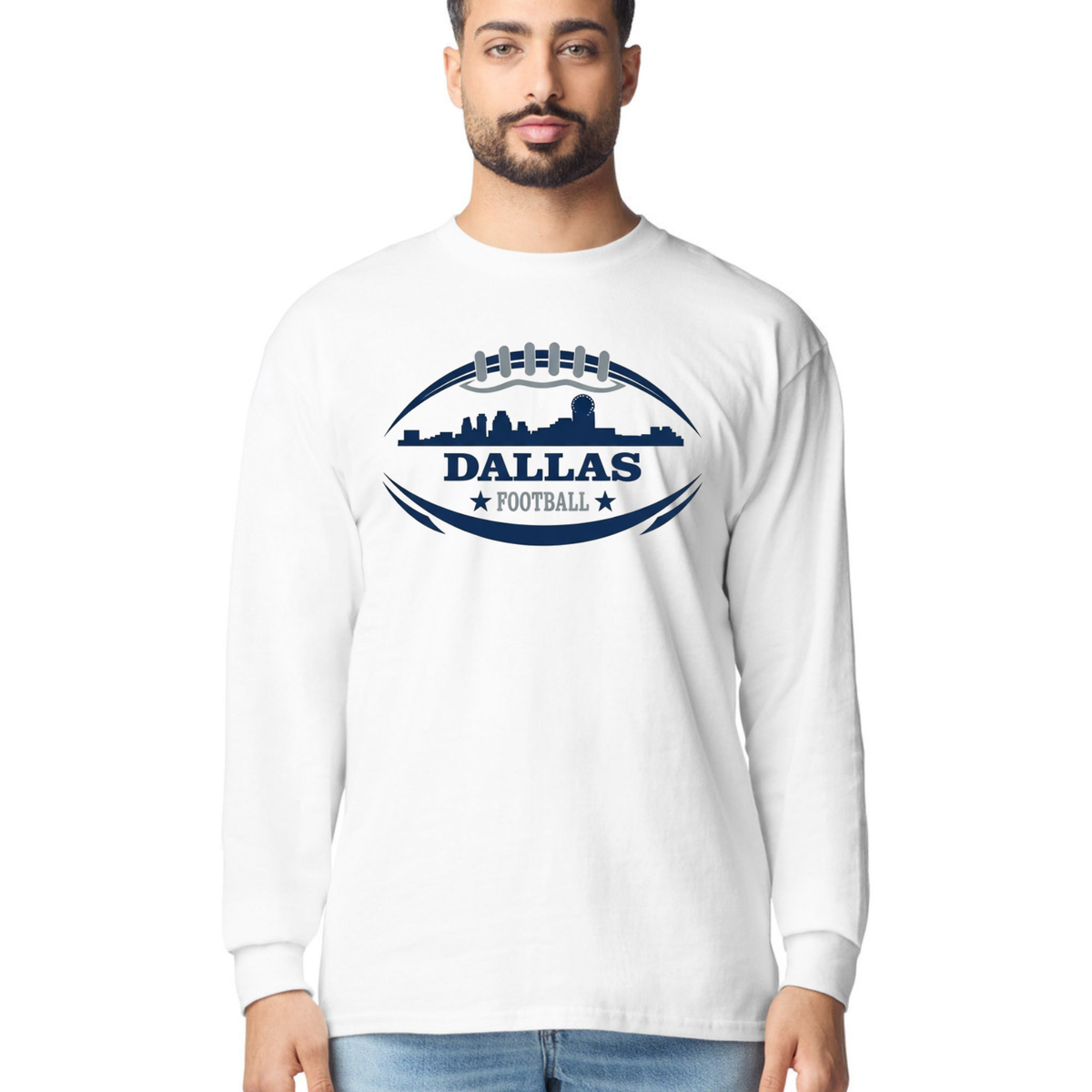 Football City Skyline Game Day Long Sleeve Graphic T-Shirt