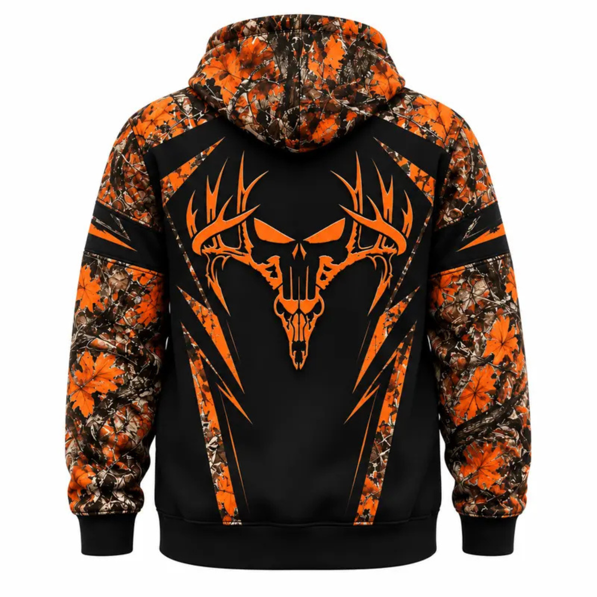 Highland Holly Hoodie – Leaf Camo Deer Antler Skull Graphic Pullover