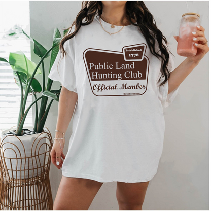 Public Land Hunting Club T-Shirt – Sage Green, Vintage Hunting Apparel, Unisex Outdoor Outfit, Gift for Hunter