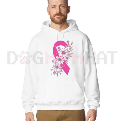 Breast Cancer Floral Ribbon Support Pullover Hoodie