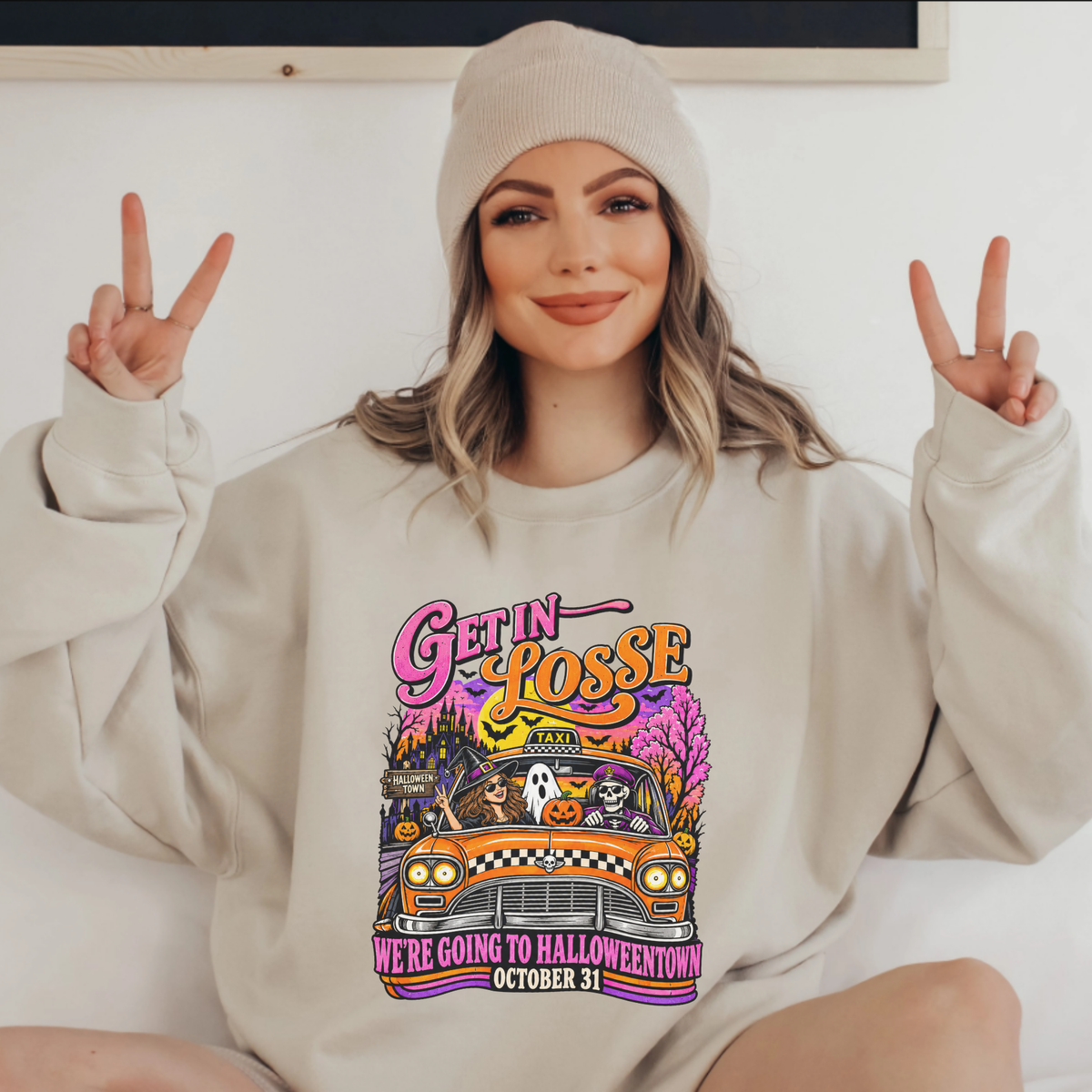 Festive Friction Crewneck – "Going To Halloweentown" Spooky Movie Graphic Sweatshirt