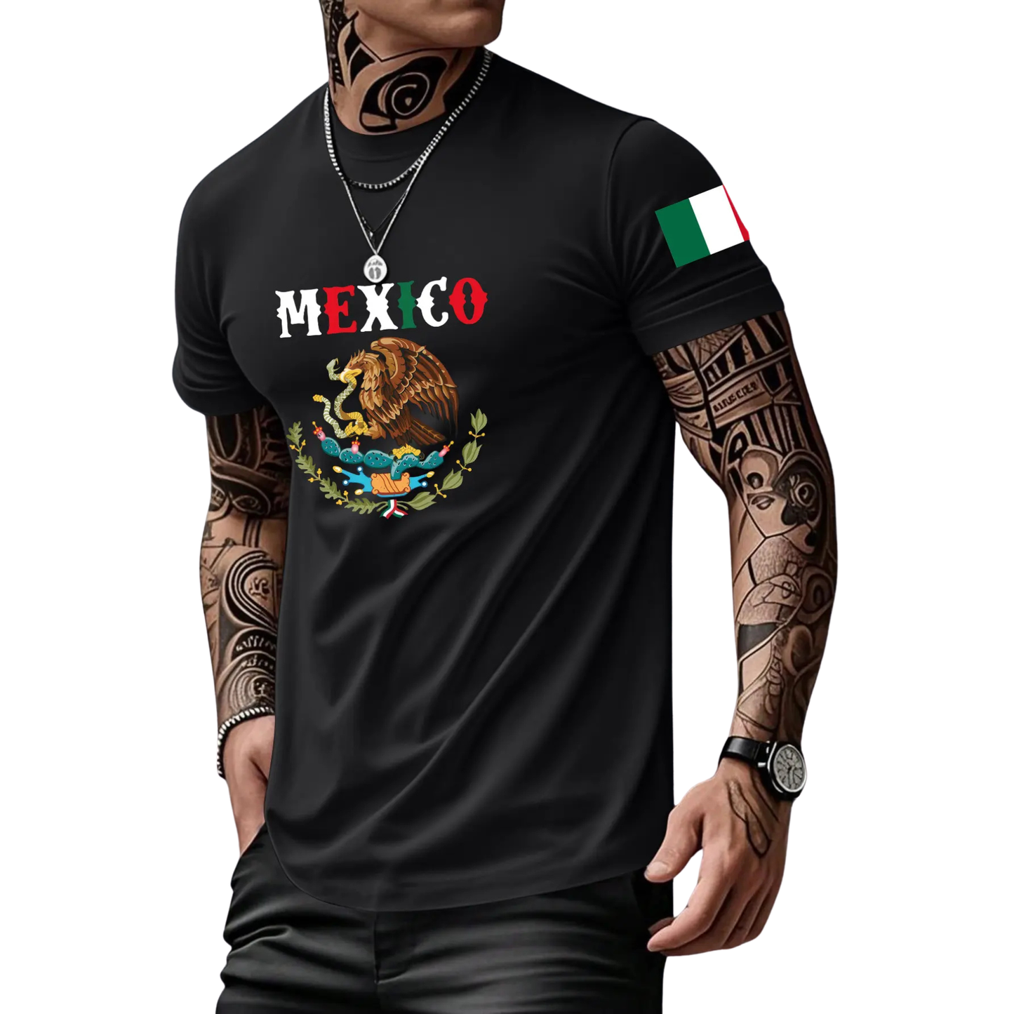 Men's Heavyweight Mexican Print Loose Fit T-Shirt - Summer Streetwear Tee