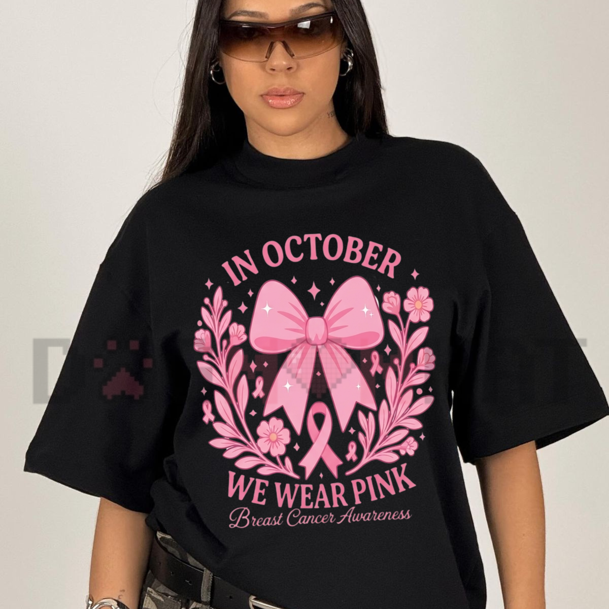 October Pink Breast Cancer Awareness Halloween Ghost Graphic T-Shirt