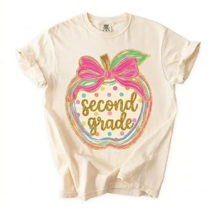 Comfort Colors First Day of School Teacher Shirt - Pink Gingham Apple Tee