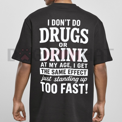 Vertigo & Vibe Meme Graphic Tee - Sarcastic "Standing Up Too Fast" Humorous Shirt