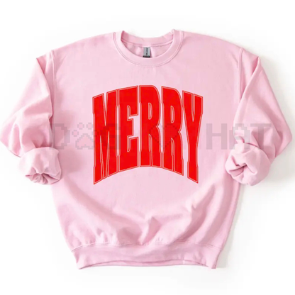 Merry Oversized Print Christmas Sweatshirt – Unisex Festive Holiday Pullover